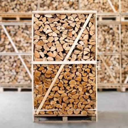 Hele pallet ovengedroogd gekloofd berken/essen haardhout mix 25cm - Afbeelding 2